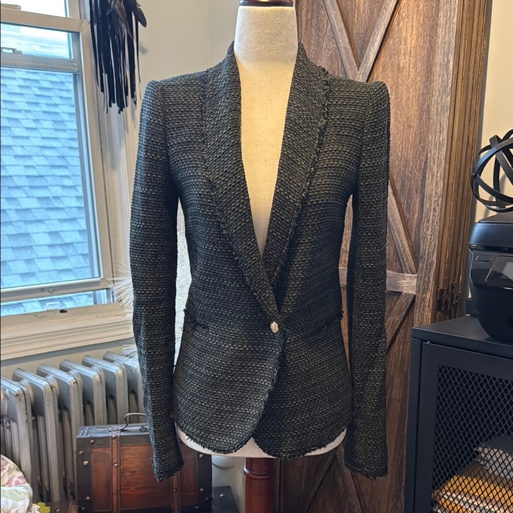 Zara Black Textured Blazer Professional Tailored